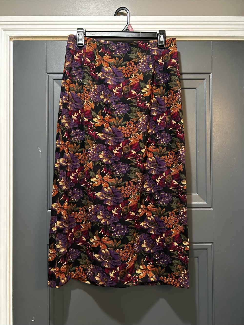 Briggs New York Floral Midi Skirt in Purple and Orange